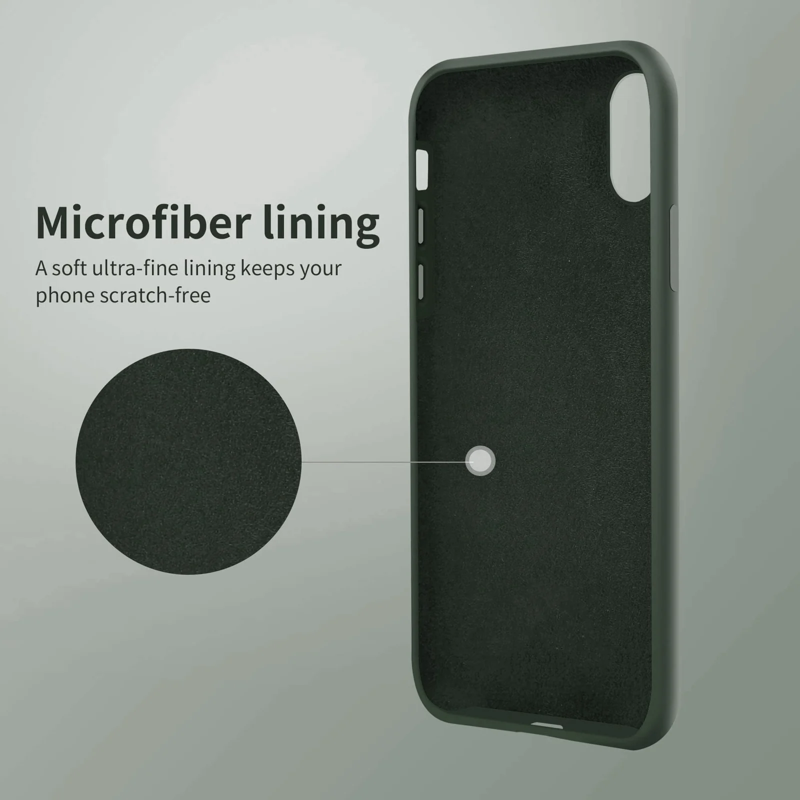 DL3 Mobilak Liquid Silicone Protective Case for iPhone X / iPhone XS with Camera Protection and Microfiber Lining - Army Green