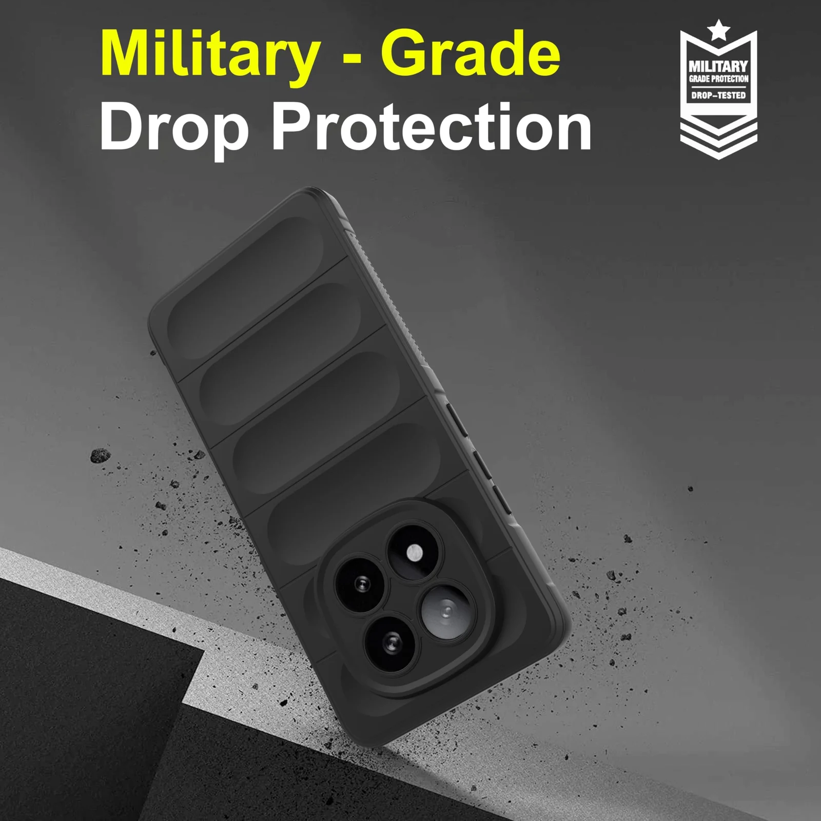 DL3 Mobilak Flexible Silicone and TPU Protective Case with Camera Protection for Xiaomi Redmi Note 14 Pro Plus 5G - Black