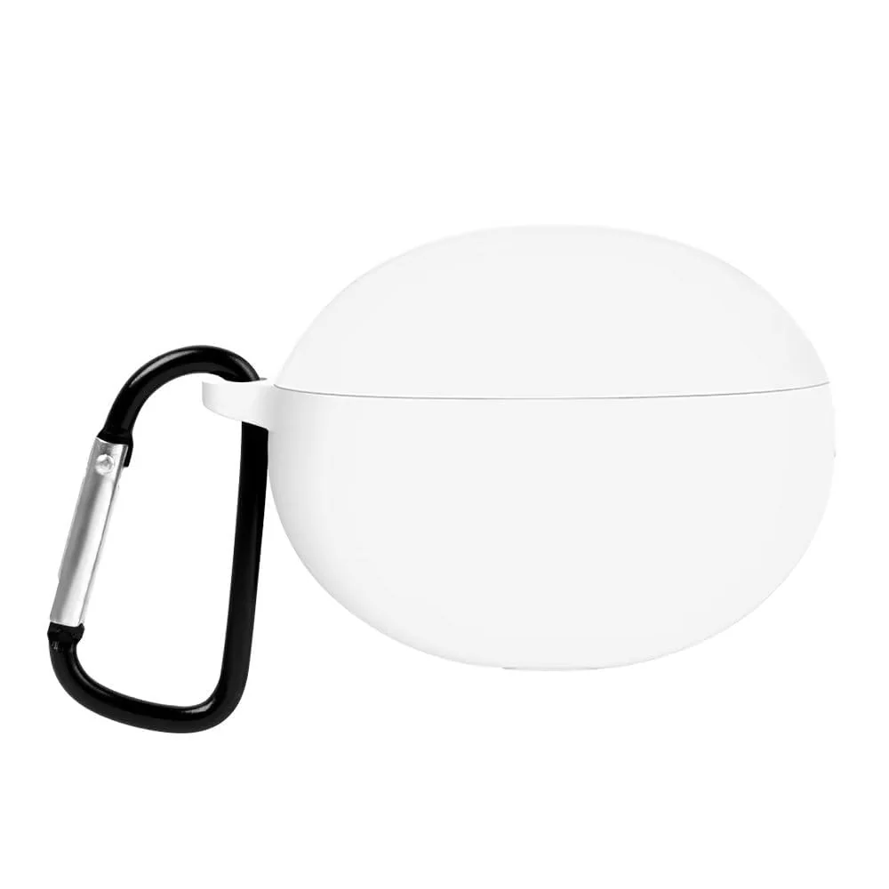 DL3 Mobilak Silicone Case Compatible with Anker Soundcore Life P2i / Anker Soundcore R100 Earbuds, Soft Silicone Protective Case Cover, Shockproof Sleeve with Carabiner For Anker P2 i / R100 - White