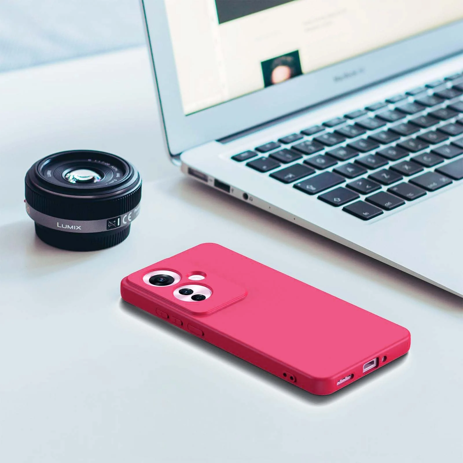 DL3 Mobilak Liquid Silicone Case for OPPO Reno11 F 5G, Not compatible with MagSafe, Supports wireless charging, Camera protection - Hot Pink