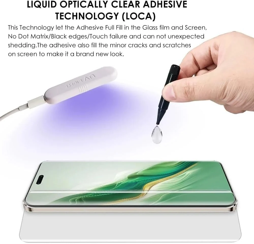 DL3 Mobilak Full Glass Screen Protector For Honor Magic 6 Pro UV Tempered Glass Full Glue Cover Screen Protector For Fingerprint Unlock Screen Glass Film - Clear