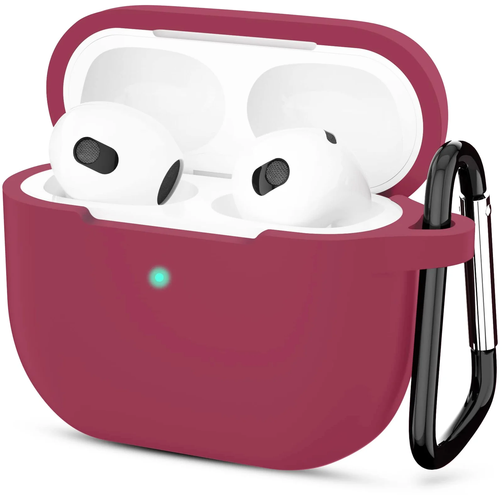 DL3 Mobilak Case Compatible with AirPods 3, Silicone Protective Accessories Skin with Keychain Compatible with AirPods 3rd Generation 2021 for Women Girl, Front LED Visible - Burgundy