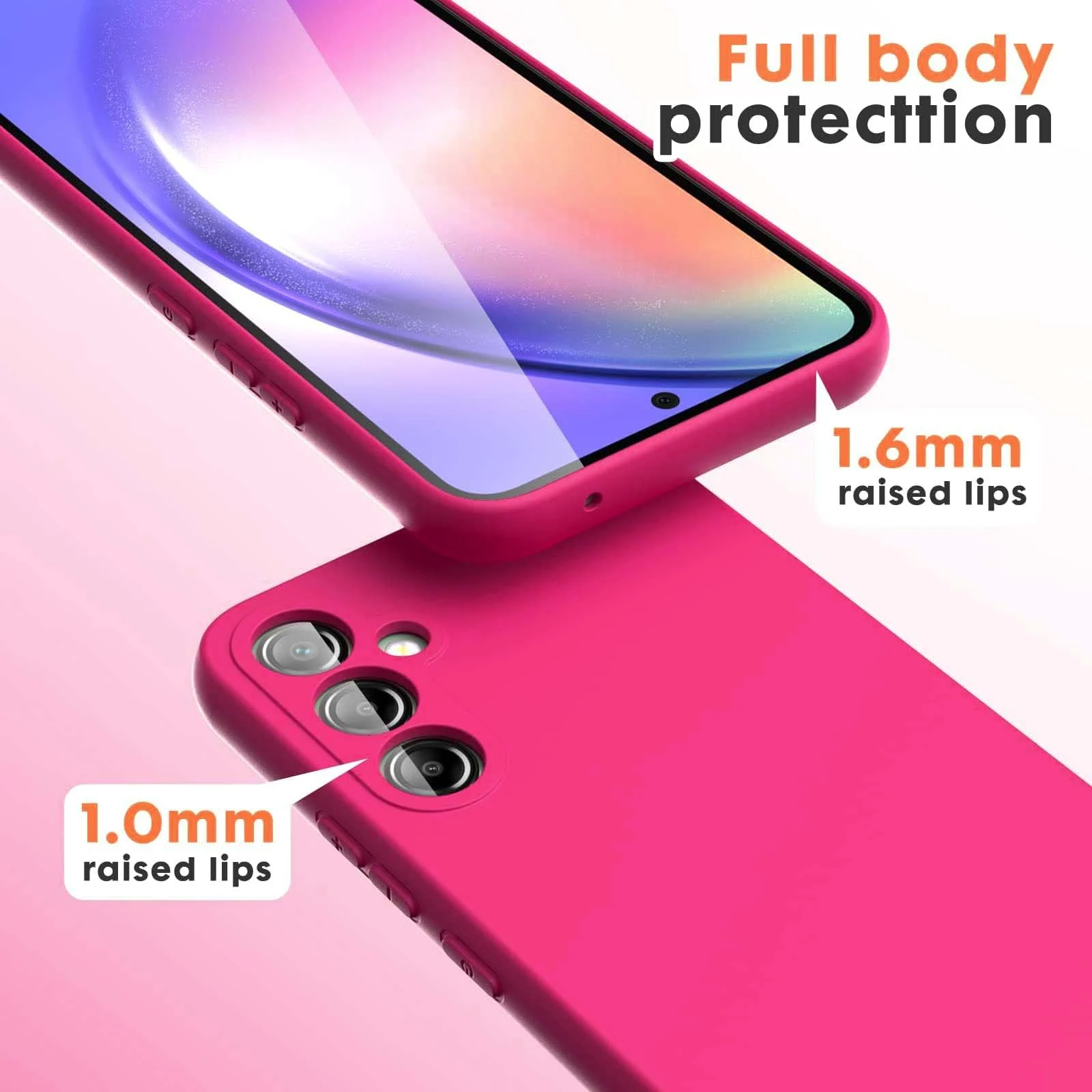 DL3 Mobilak Liquid Silicone Protective Case for Samsung Galaxy S23 FE with Microfiber Lining and Shockproof Design - Hot Pink
