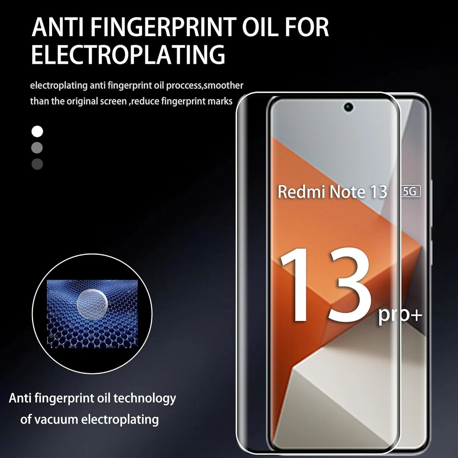 DL3 Mobilak 5D Full Glass Screen Protector For Redmi Note 13 Pro Plus. Black Frame - Clear