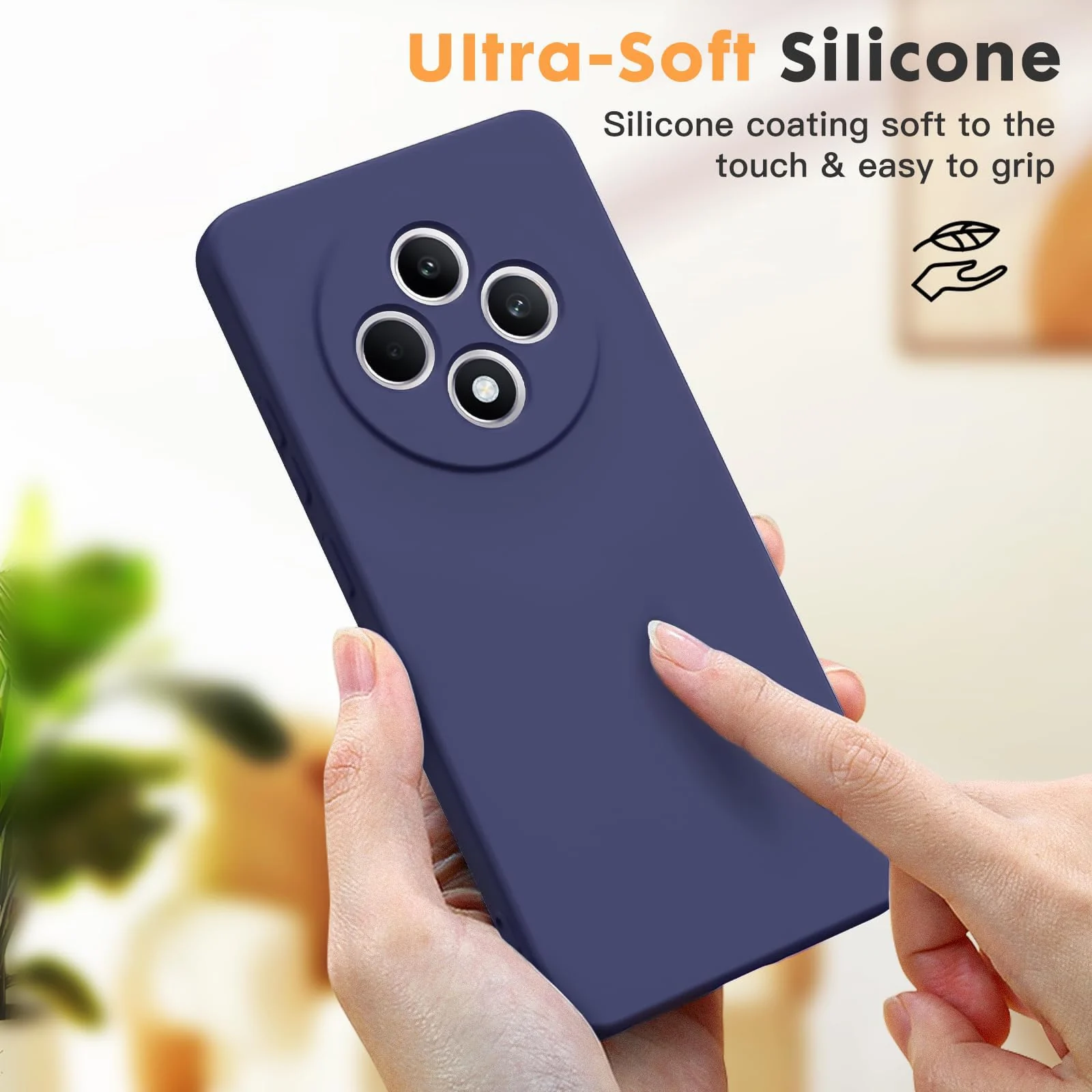 DL3 Mobilak Liquid Silicone Case for OPPO Reno 12 F / Reno 12F, Not compatible with MagSafe, Supports wireless charging, Camera protection - Dark Blue