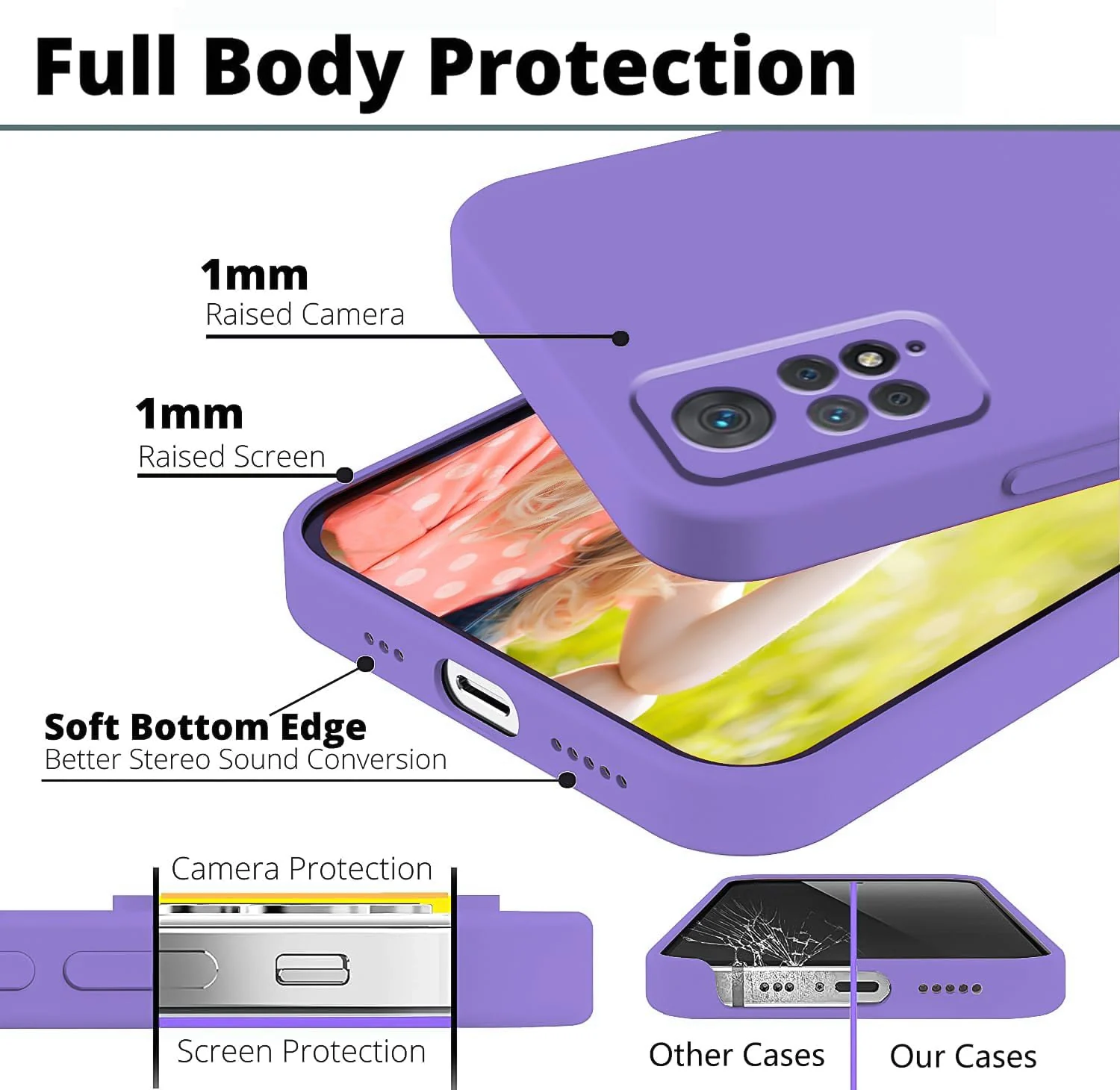 DL3 Mobilak Liquid Silicone Protective Case for Xiaomi Redmi Note 12 Pro 4G / Redmi Note 11 Pro 4G&5G with Microfiber Lining and Shockproof Design - Purple