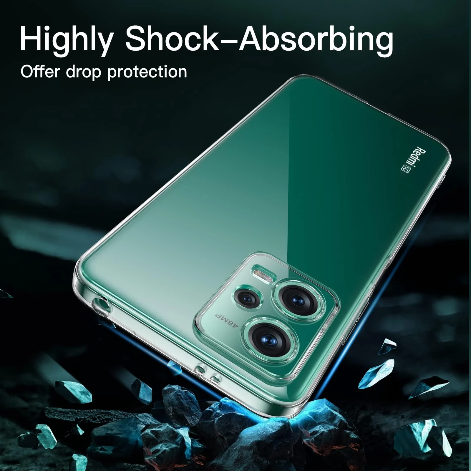 DL3 Mobilak Case Compatible with Xiaomi Redmi Note 12 5G / Poco X5 5G Case Crystal Soft TPU Gel Case Flexible Silicone Anti-Scratch Camera Protection TPU Cover - Clear