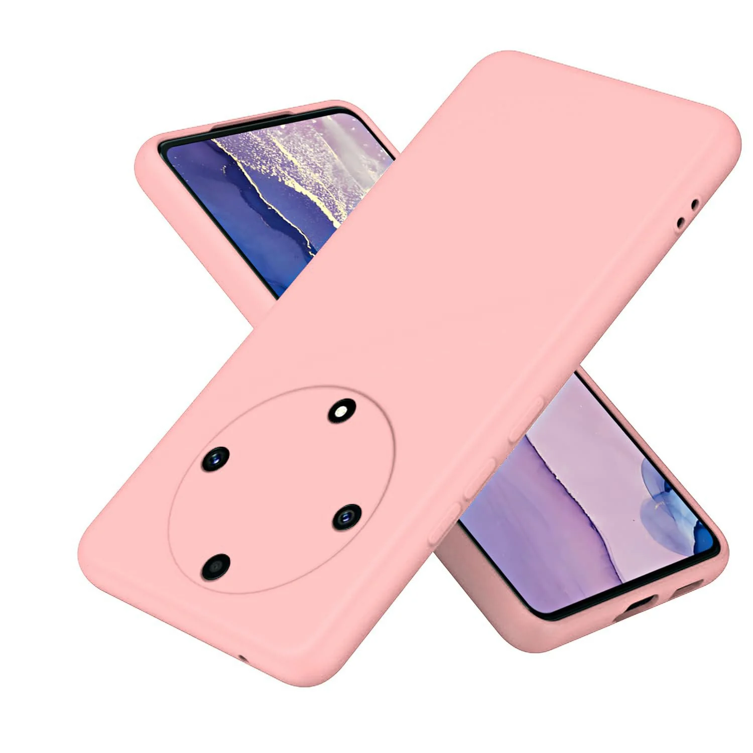 DL3 Mobilak Soft Silicone Protective Case for Honor X9a with Microfiber Lining and Shockproof Design - Pink Sand