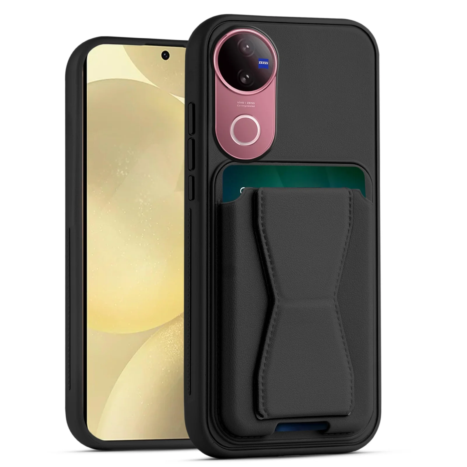 DL3 Mobilak Leather Wallet Case with Card Holder and Stand for vivo V50 5G / vivo V50e 5G - Black