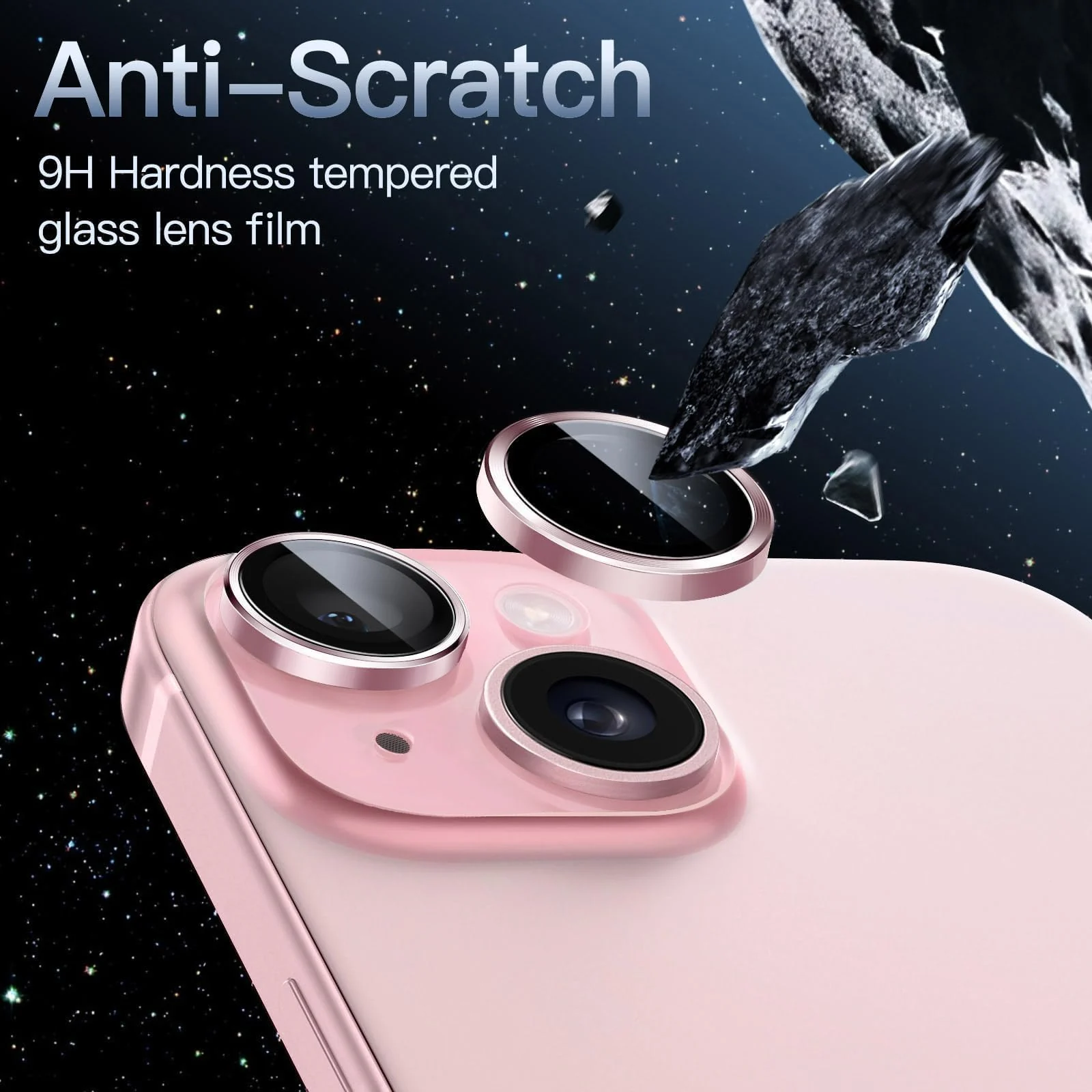 DL3 Mobilak Compatible with iPhone 15/15 Plus & iPhone 14/14 Plus Camera Lens Protector, Anti-Scratch HD Tempered Glass Lens Screen Protection Cover, Metal Individual Lens Ring - Pink