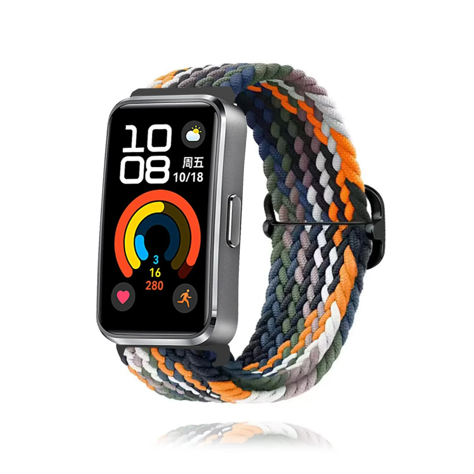 DL3 Mobilak Dl3 Mobailk Braided Bracelet Compatible with Huawei Band 10/Huawei Band 9/Huawei Band 8 for Men and Women, Braided Adjustable Elastic Nylon Sport Replacement Watch Strap - Denim Colorful