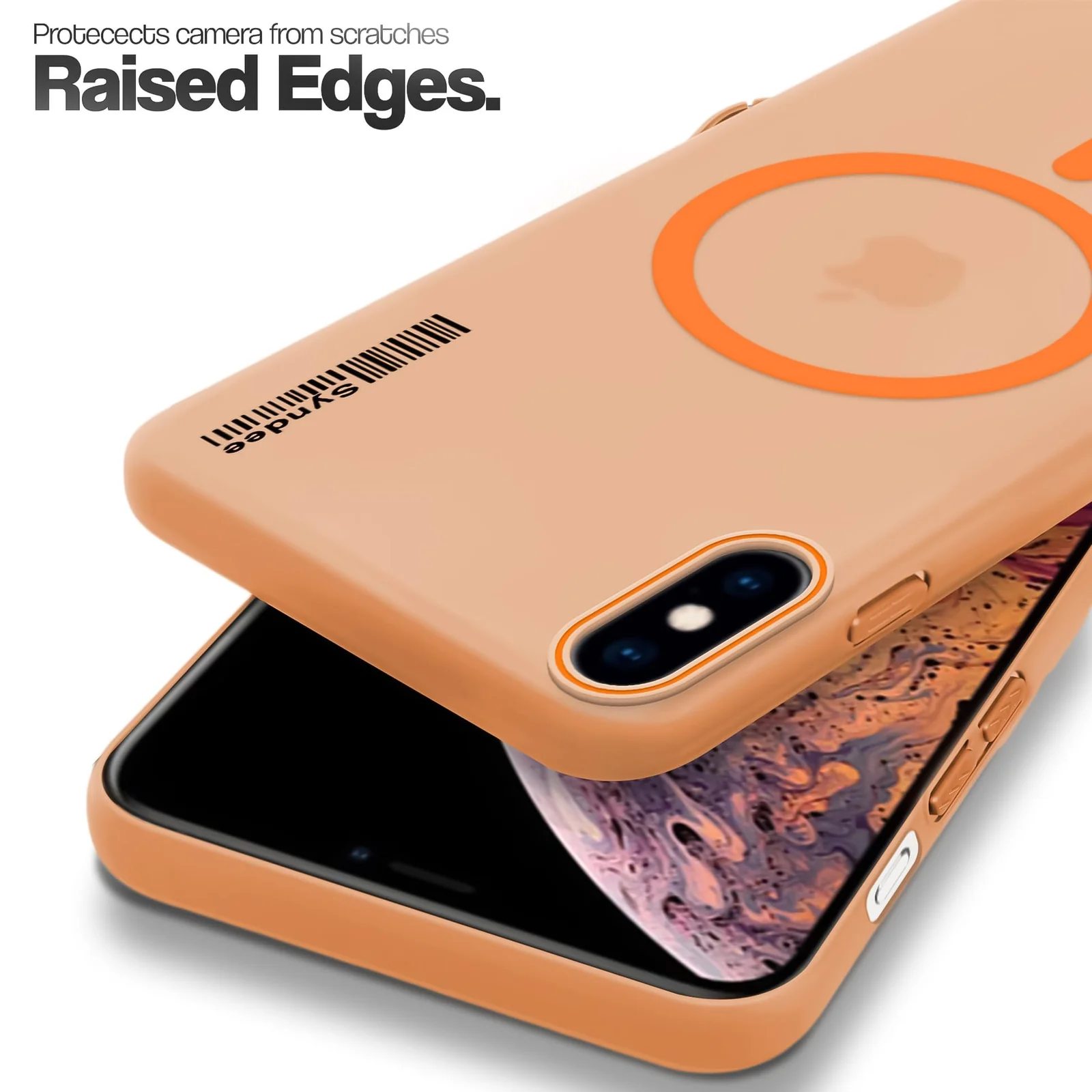 DL3 Mobilak Matte MagSafe-Compatible Magnetic Case for iPhone XS Max with Camera Protection and Ring Holder - Orange