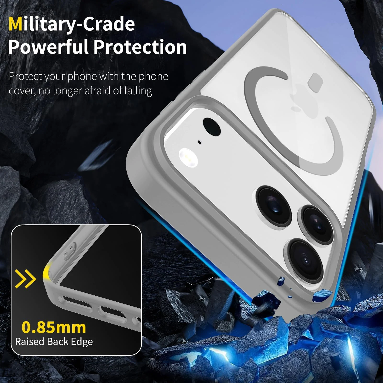 DL3 Mobilak Magnetic Case for iPhone 17 Pro 6.3-Inch Compatible with MagSafe, Shockproof Phone Bumper Cover, Solid Color Matte TPU Frame, Anti-Scratch Clear Back - Gray