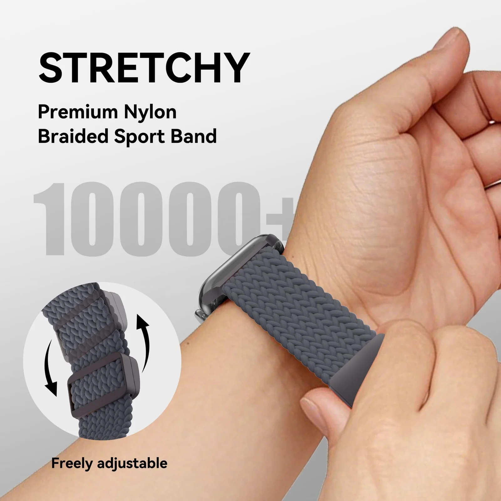 DL3 Mobilak Sport Solo Loop Compatible with Apple Watch Band 42mm 44mm 45mm 46mm 49mm for Women Men, Magnetic Strap Stretchy Braided Wristband for iWatch Series 11 10 9 8 7 6 5 4 3 Ultra 3 2 1 SE SE2 - Dark Gray