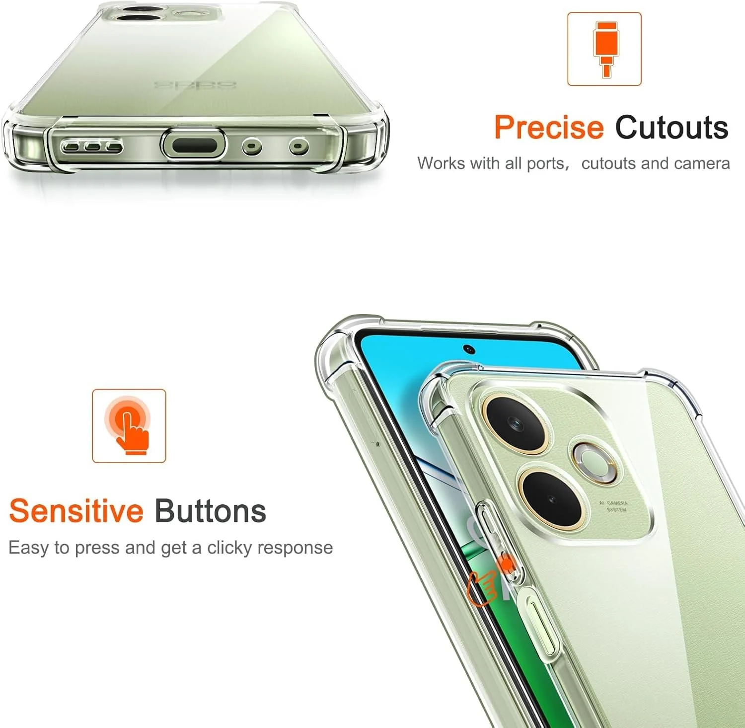 DL3 Mobilak Case Compatible with OPPO A5 Pro 4G / OPPO A5 Pro 5G, Cover Silicone Transparent TPU Gorilla Anti-shock Protector Camera Shockproof Corners - Clear