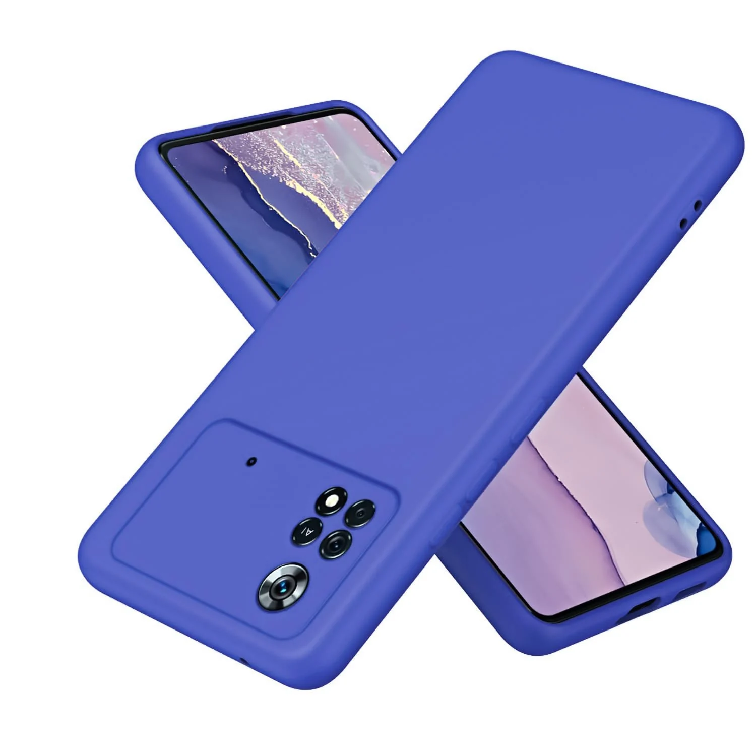 DL3 Mobilak Liquid Silicone Protective Case with Soft Microfiber Lining with Full Camera Protection for Xiaomi Poco X4 Pro 5G - Light Blue