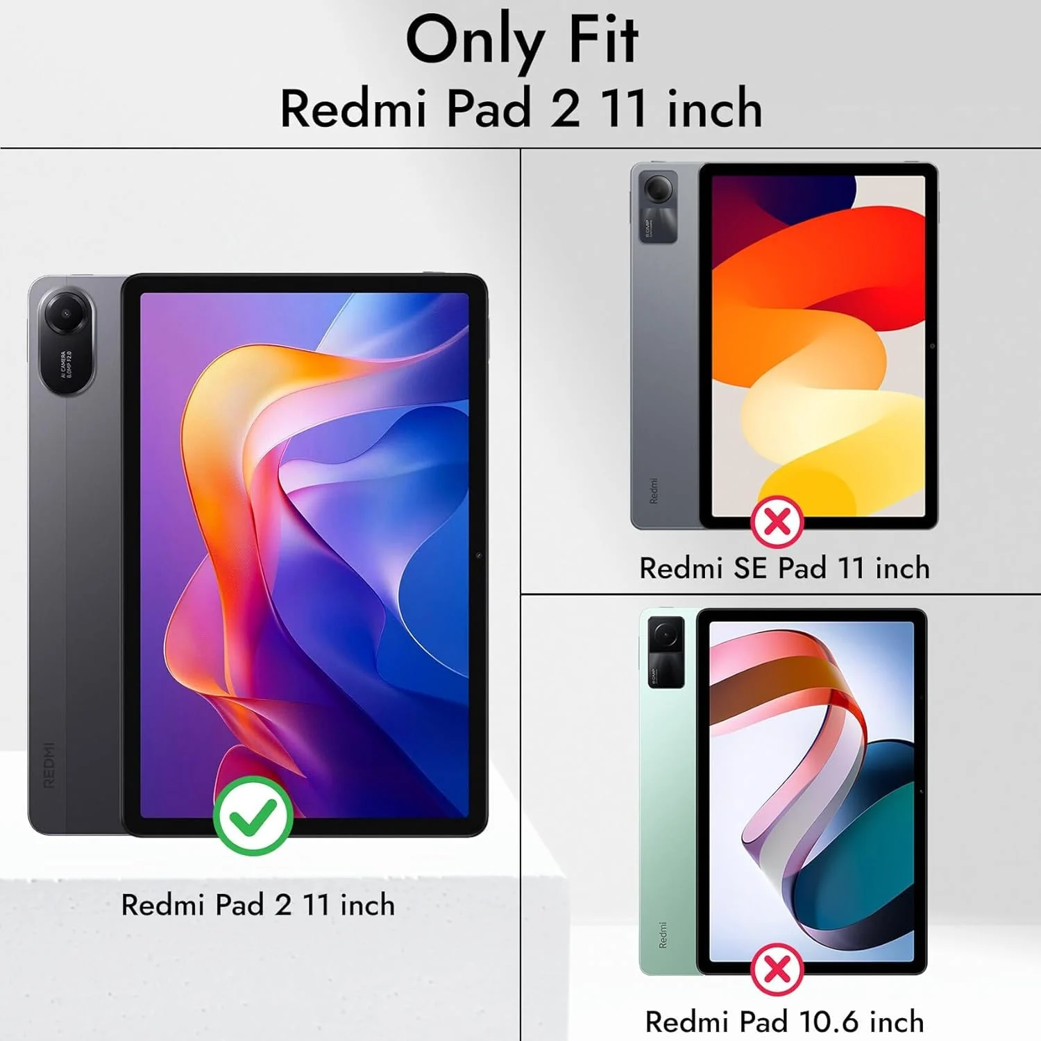 DL3 Mobilak Xiaomi Redmi Pad 2 2025 11 inch Case with Pen Holder, Soft TPU Back Trifold Stand Protective Smart Cover Flip, Auto Wake & Sleep - Blue