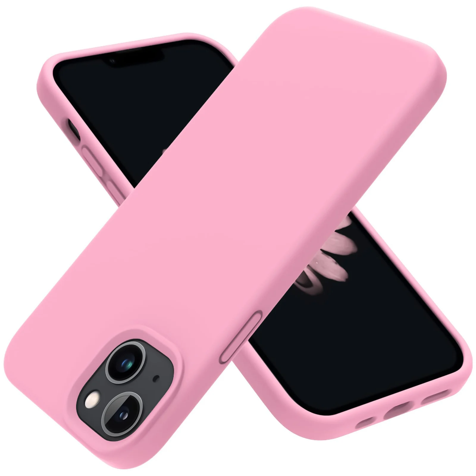 DL3 Mobilak Liquid Silicone Protective Case with Soft Microfiber Lining for iPhone 14 (6.1 Inch) - Pink