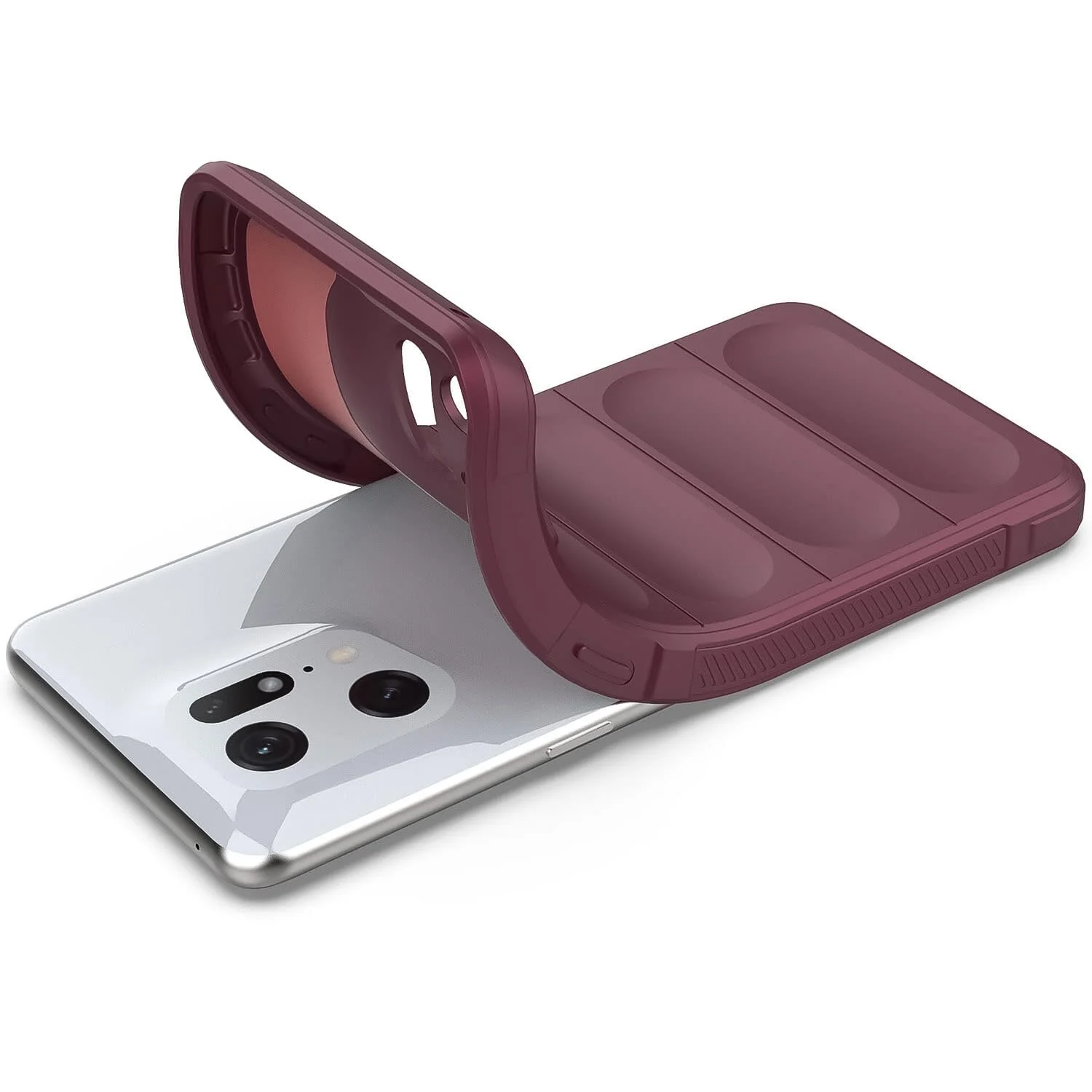 DL3 Mobilak Soft Silicone Protective Case for OPPO Find X5 with Camera Protection and Shockproof Design - Wine Red