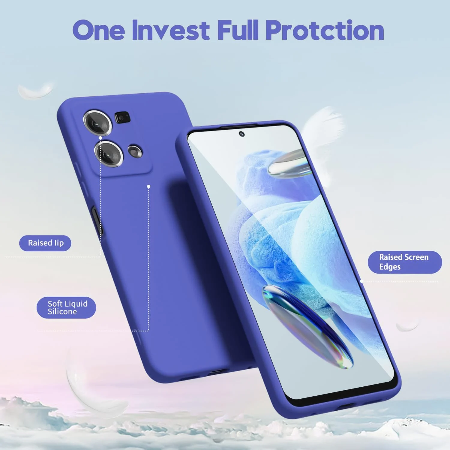 DL3 Mobilak Liquid Silicone Protective Case with Soft Microfiber Lining with Full Camera Protection for OPPO Reno 8 4G / Reno 7 4G / F21 Pro 4G / F21S Pro 4G - Light Blue
