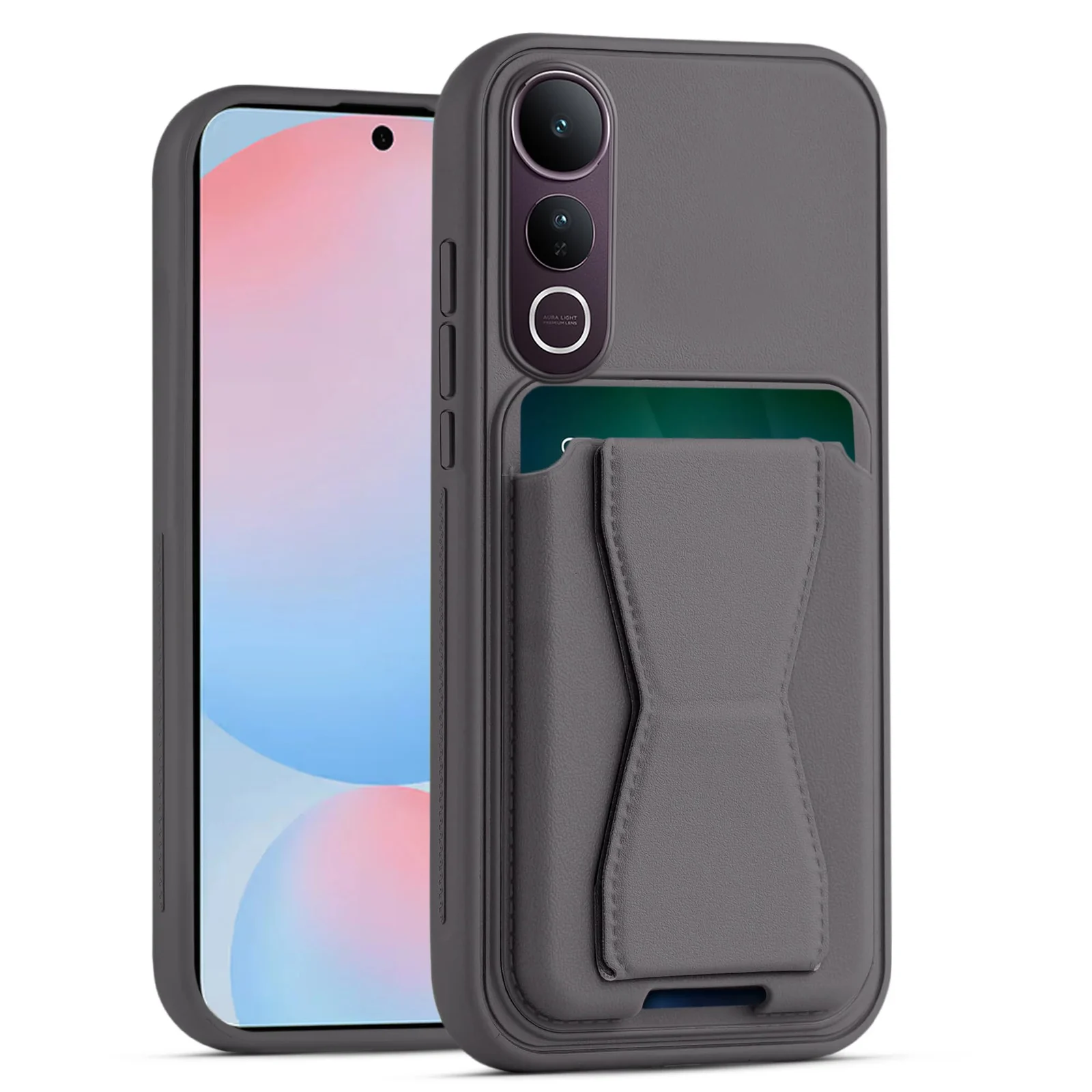 DL3 Mobilak Leather Wallet Case with Card Holder and Stand for vivo V50 Lite 4G / 5G - Lavender Purple