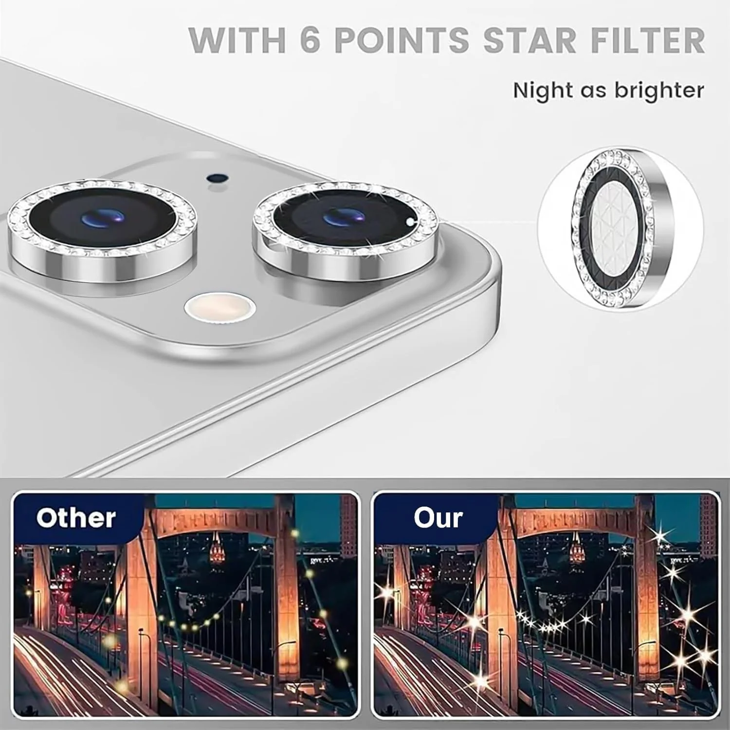 DL3 Mobilak Camera Lens Protector Compatible with [iPhone 13/13 mini] | Impact Protection - High Clarity and Scratch/Fingerprint Resistant 9H Tempered Glass with Aluminum Trim - A Silver