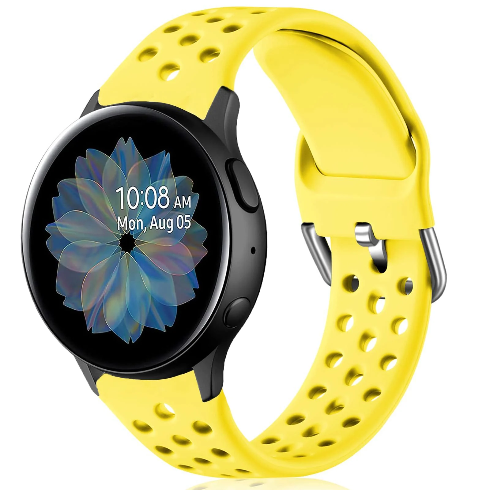 DL3 Mobilak Silicone Sport Band 20MM Strap For Samsung Galaxy Watch 7 6 5 4 40mm 44mm/5 Pro 45mm/S2 classic/active 2 40mm 44mm/Amazfi GTS 2/2e/GTS 3/3 Pro/GTS 4/GTS 2 Mini/3 Mini/4 Mini/Bip3/Bip 3 Pro - Yellow