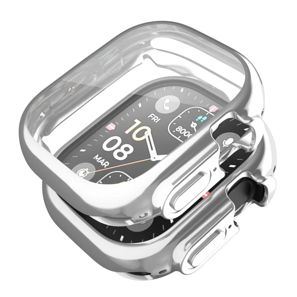 DL3 Mobilak Case Compatible with Apple Watch Ultra 49mm Case Watch Soft TPU Shockproof Cover Slim Guard Thin Bumper Shell Protector - Silver
