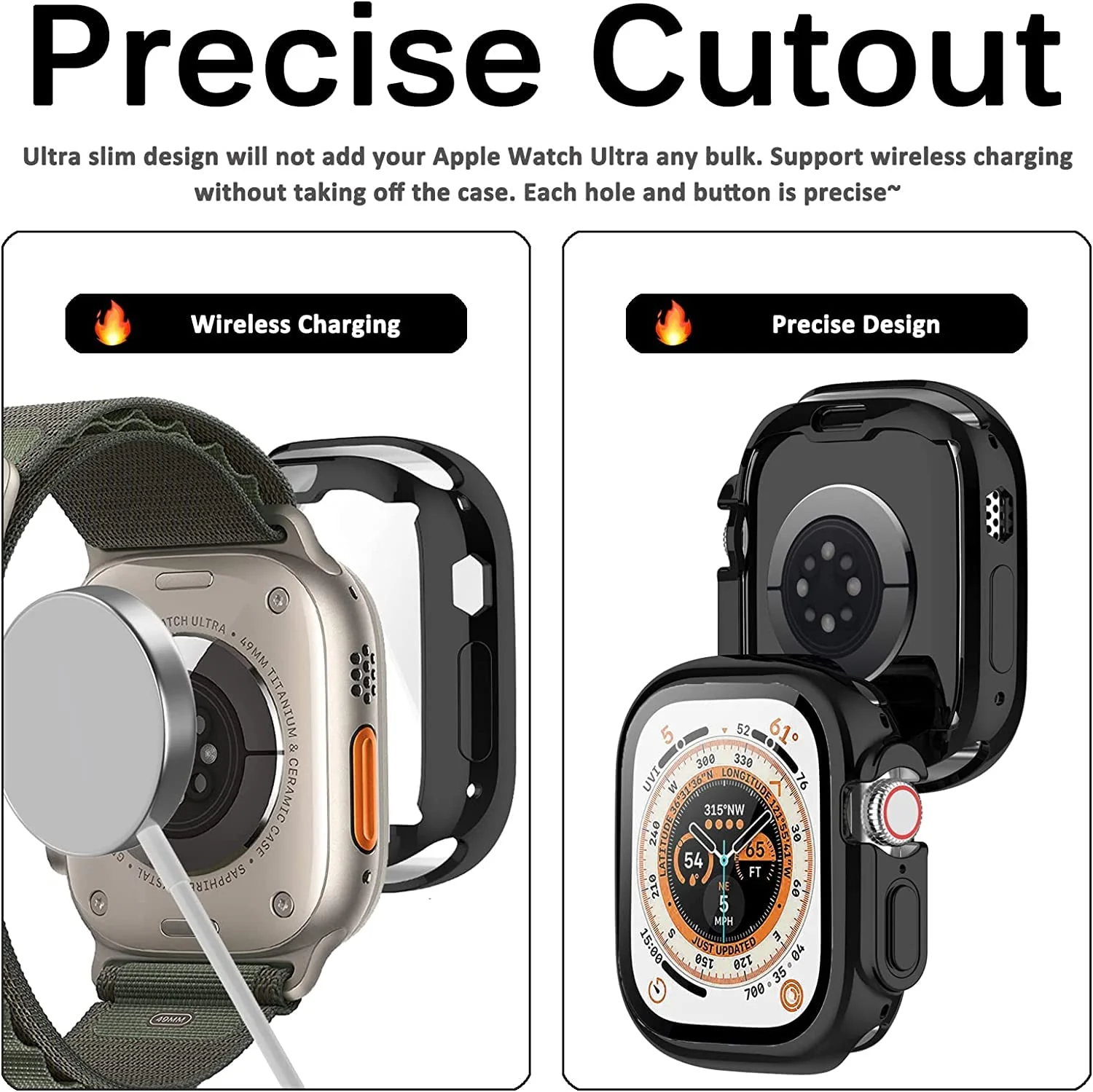 DL3 Mobilak Case Compatible with Apple Watch Ultra 49mm Case Watch Soft TPU Shockproof Cover Slim Guard Thin Bumper Shell Protector - Black