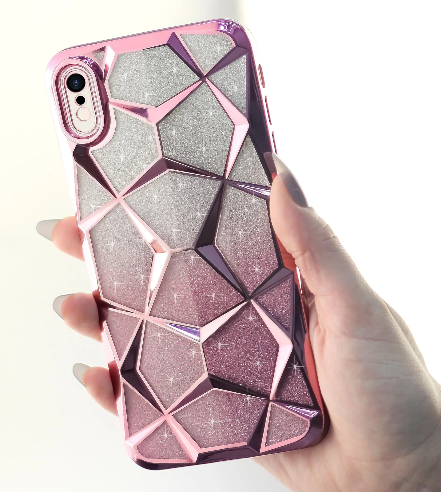 DL3 Mobilak Compatible with iPhone XR Case Plating Bling Gradient Glitter Clear Cover Soft TPU Silicone Cute Camera Protection Shockproof Back for Women Girls Case