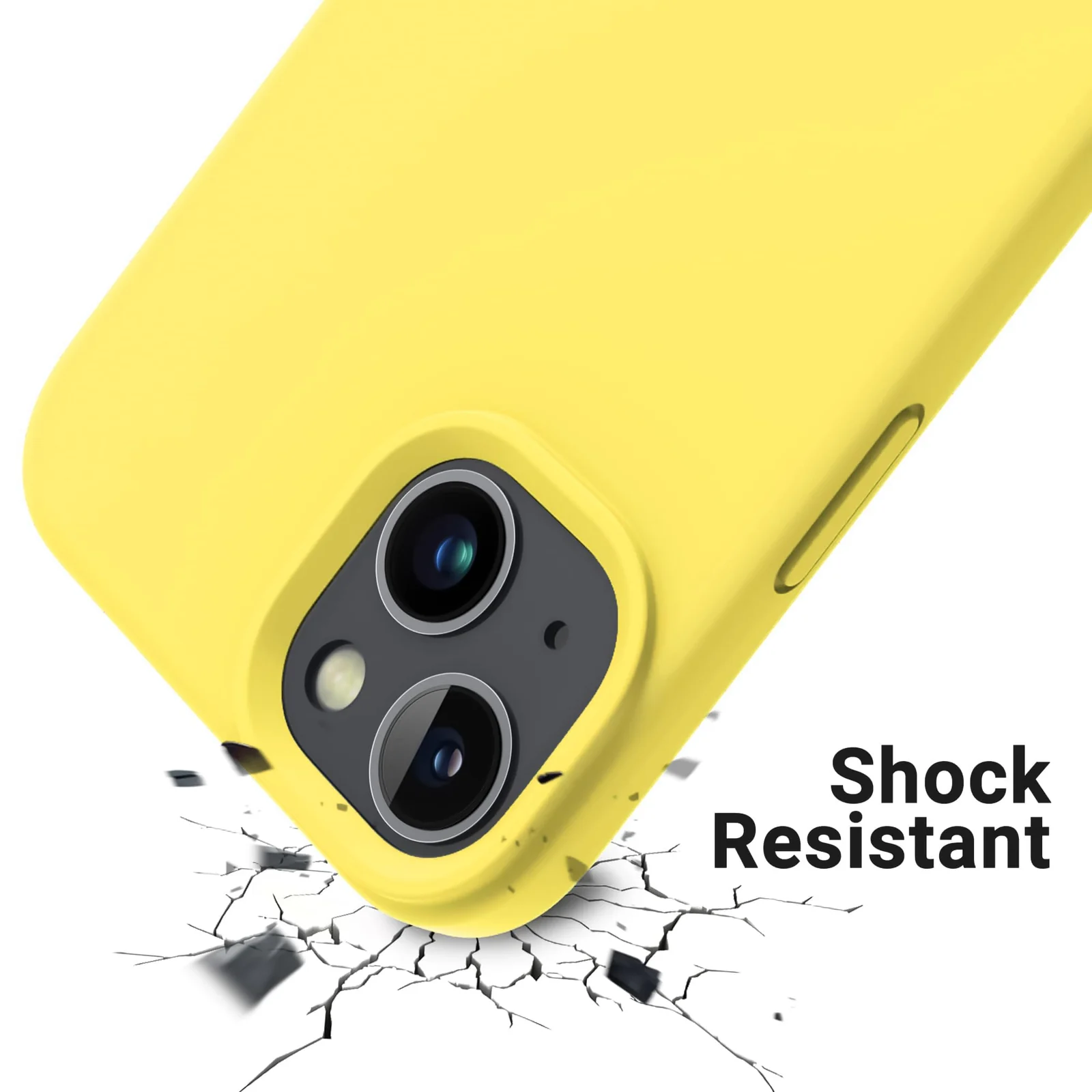 DL3 Mobilak Liquid Silicone Protective Case for iPhone 13 / iPhone 14 with Camera Protection and Microfiber Lining - Light Yellow