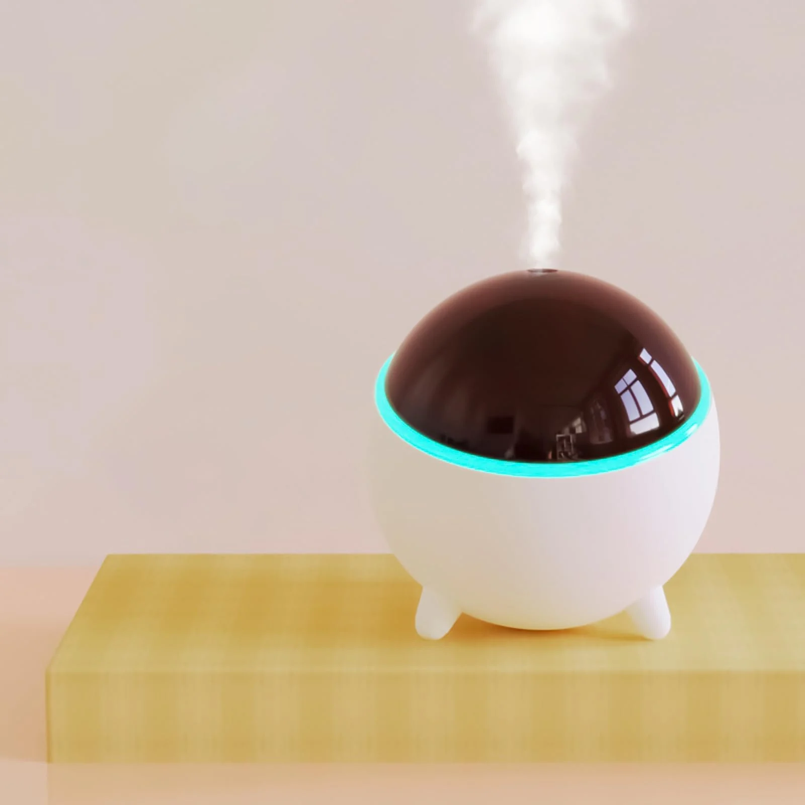 Mobigon Wood Cool Mist Ultrasonic Humidifier for Room Moisture, Aroma Diffuser for Home, 300ml Essential Oil Diffuser with 7 Colorful Night Light, Auto Shut-Off, Home, Office, car - White