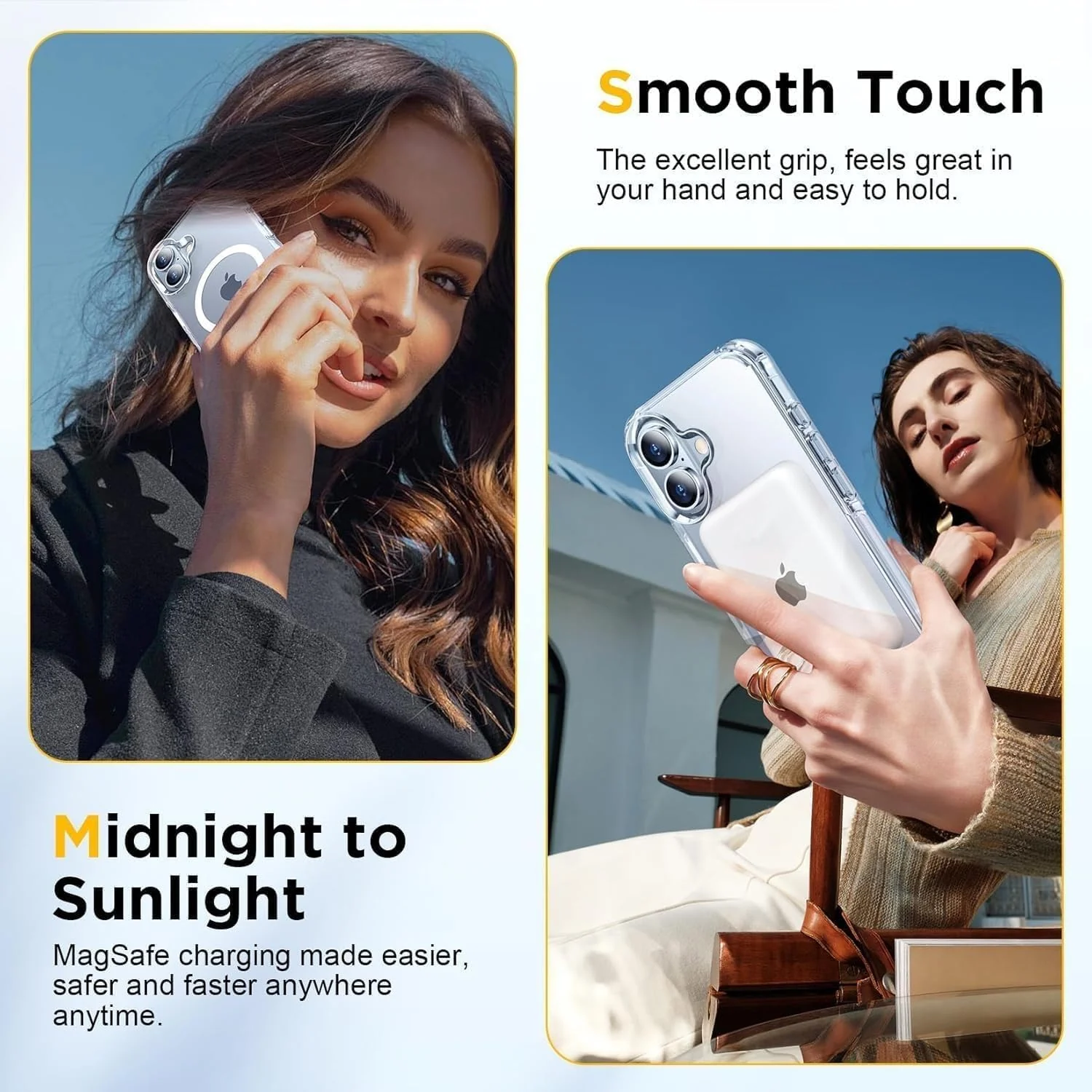 DL3 MOBILAK for iPhone 16 6.1-Inch Case Clear [Compatible with MagSafe] Slim Magnetic Clear Bumper Case