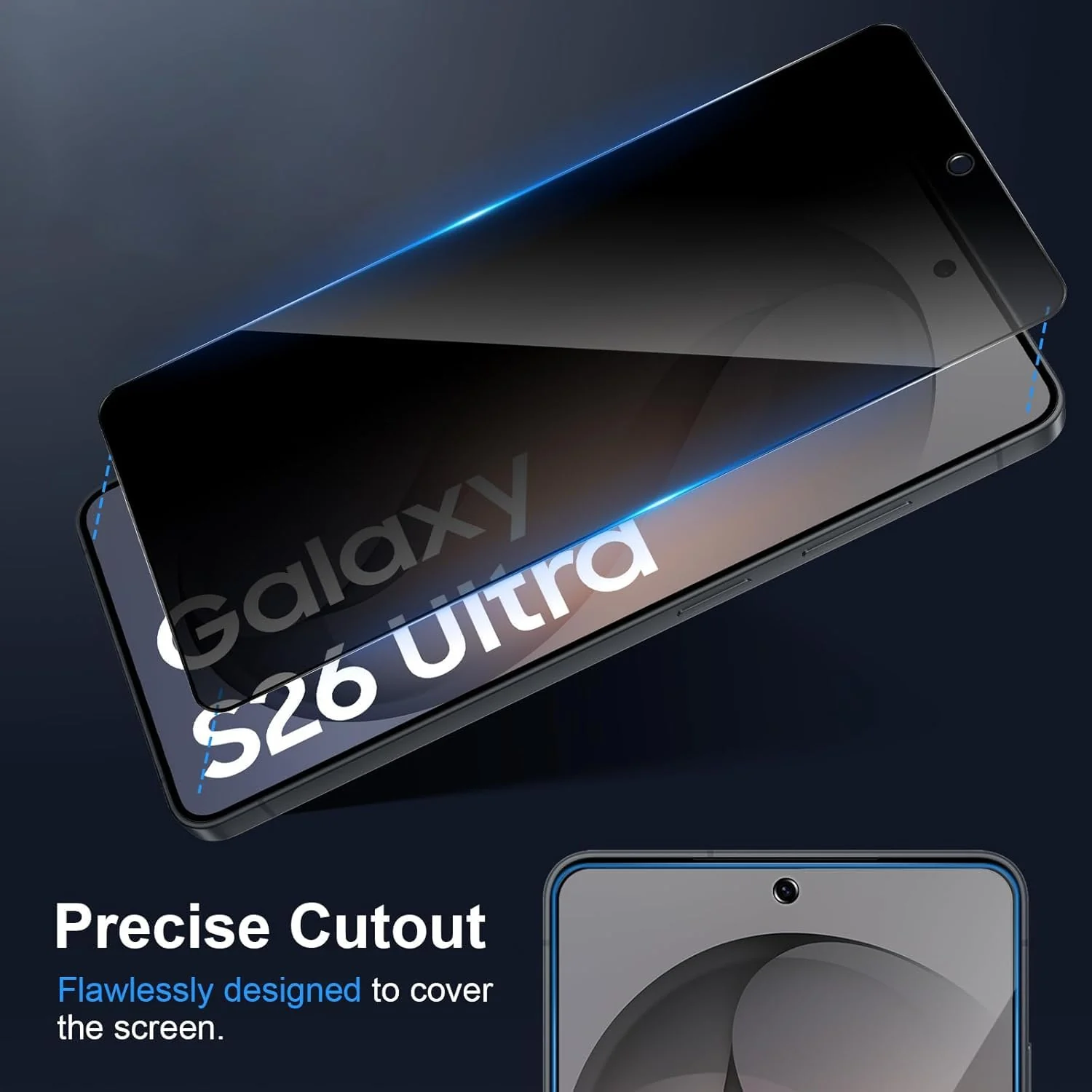 DL3 Mobilak Screen Protector for Samsung Galaxy S26 Ultra UV Glass Fingerprint Reader Support 3D Curved Anti-Spy Tempered Glass Screen Protector - Privacy