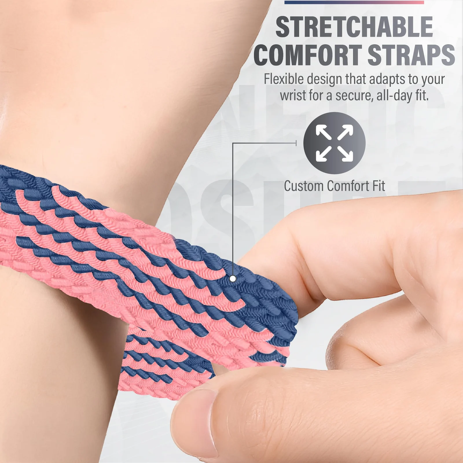 DL3 Mobilak Sport Solo Loop Compatible with Apple Watch Band 42mm 44mm 45mm 46mm 49mm for Women Men, Magnetic Strap Stretchy Braided Wristband for iWatch Series 11 10 9 8 7 6 5 4 3 Ultra 3 2 1 SE SE2 - Blue-Pink