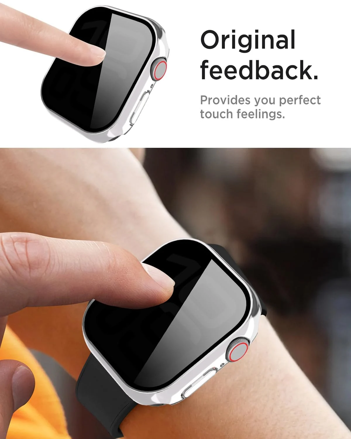 DL3 Mobilak Privacy Case for Apple Watch Series SE/ 4/5/6 44mm Screen Protector, Anti-Spy Tempered Glass Film Apple Watch Cover Hard PC Case Bumper for iWatch 44 mm Series 6/5/4/SE/SE2 - Silver