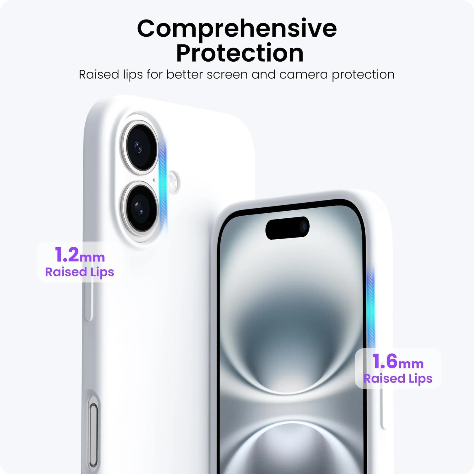 DL3 Mobilak Liquid Silicone Protective Case with Soft Microfiber Lining for iPhone 16 - White