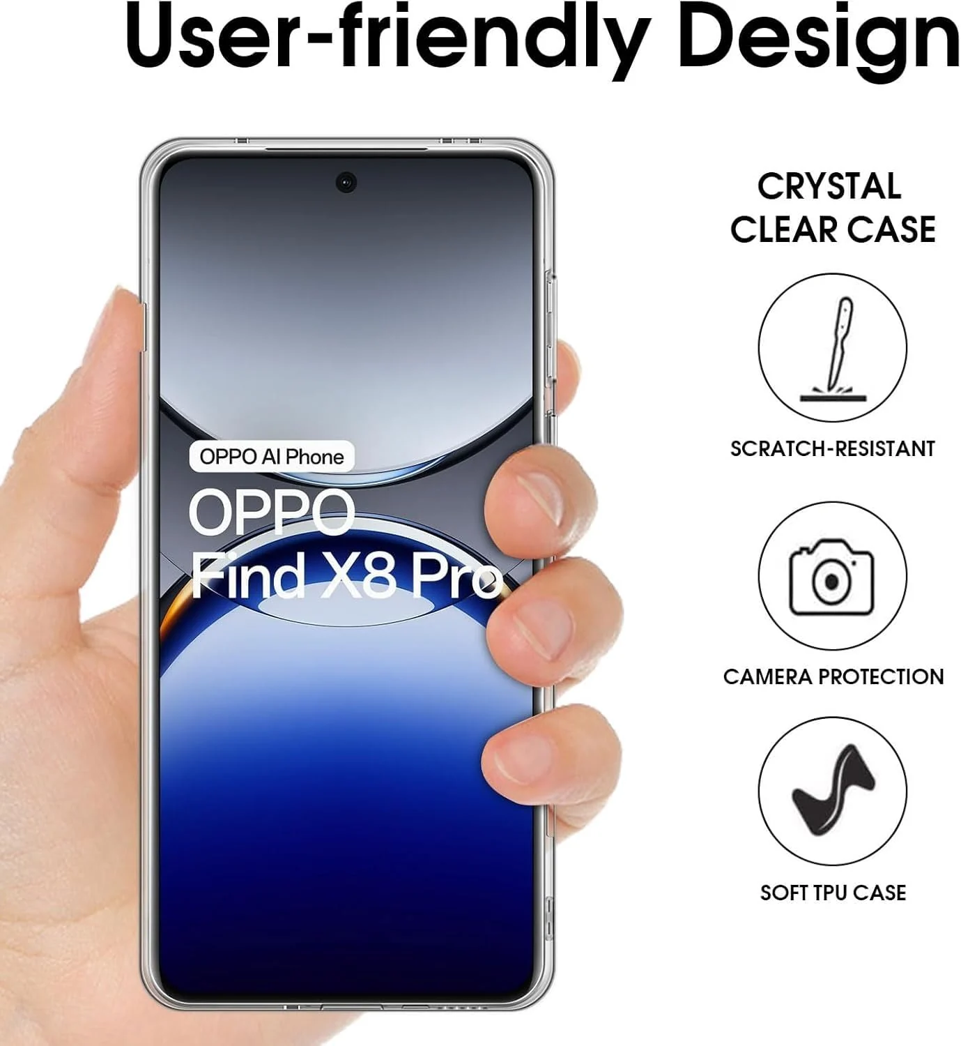 DL3 Mobilak Protective Case Compatible with OPPO Find X8 Pro 5G Cover, Mobile Phone Case Thin Soft Silicone Anti-Yellow Protective Case - Clear