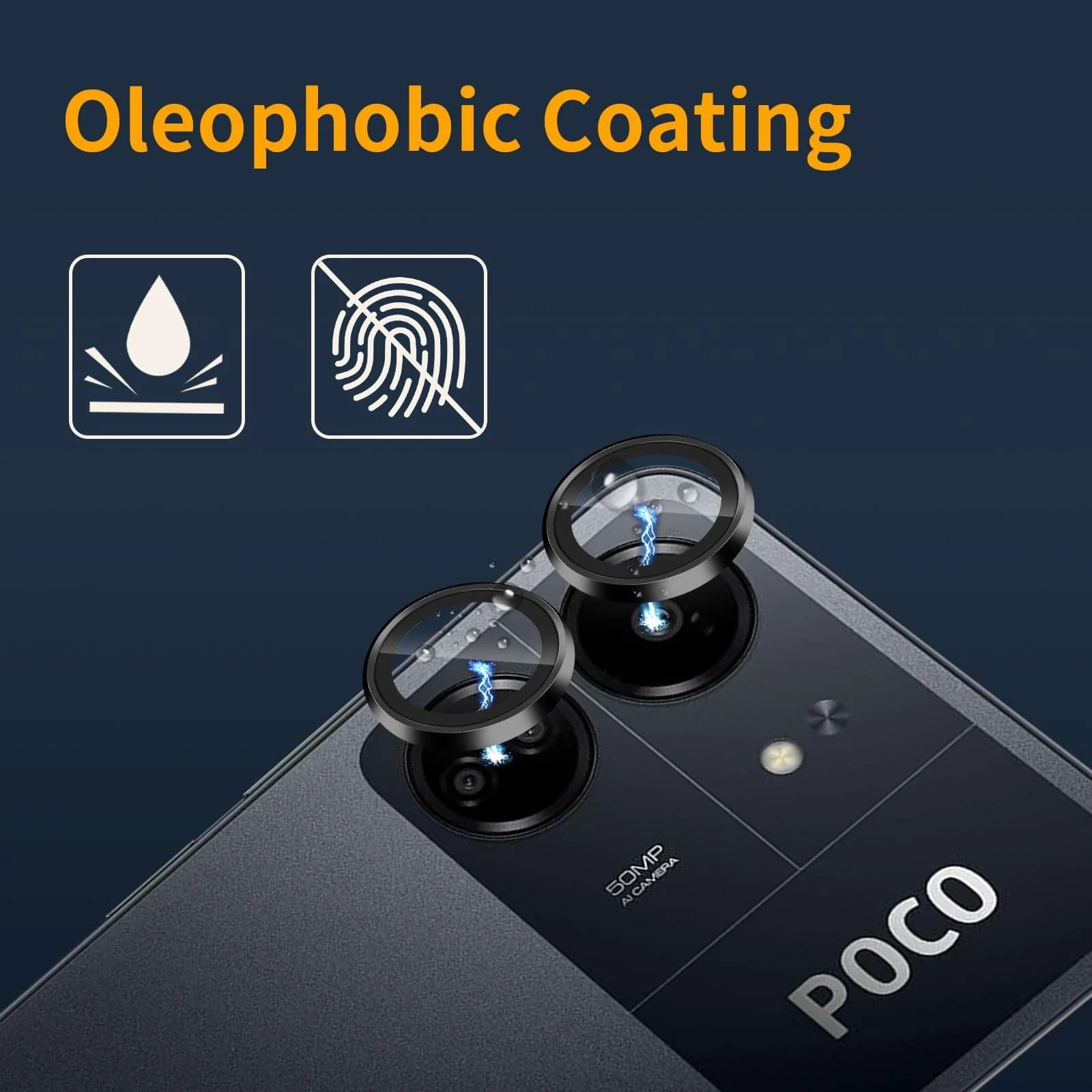 DL3 Mobilak Camera Lens Protector for Xiaomi Redmi 13C / Xiaomi Poco C65 Accessories, 9H Tempered Glass Metal Individual Ring Camera Cover Screen Protector, Case Friendly, Anti Scratch - Black