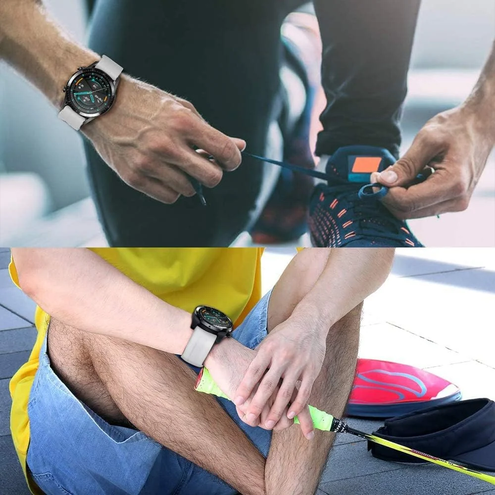 DL3 Mobilak Silicone Band 20MM For Samsung Gear Sport/Watch 6/5/4 40mm 44mm/Watch 6 Classic 43mm 47mm/ 5 Pro 45mm/S2 classic/Active 2 40mm 44mm/Amazfit GTS/2/2e/GTS3/3 Pro/GTS4/2 Mini - White