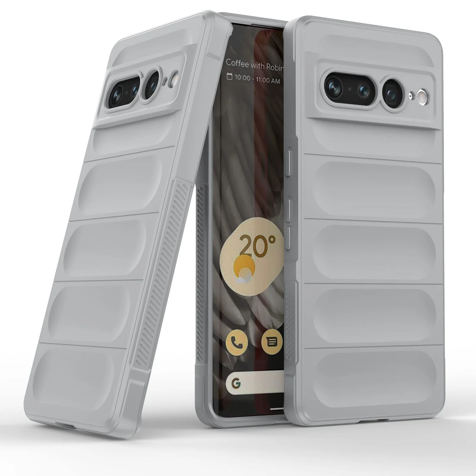 DL3 Mobilak Silicone Case for Google Pixel 7 Pro Heavy Duty Protective [Slim Fit] Shockproof Soft Flexible Protective Design Shock-Absorption TPU Cover With Camera Protection - Gray