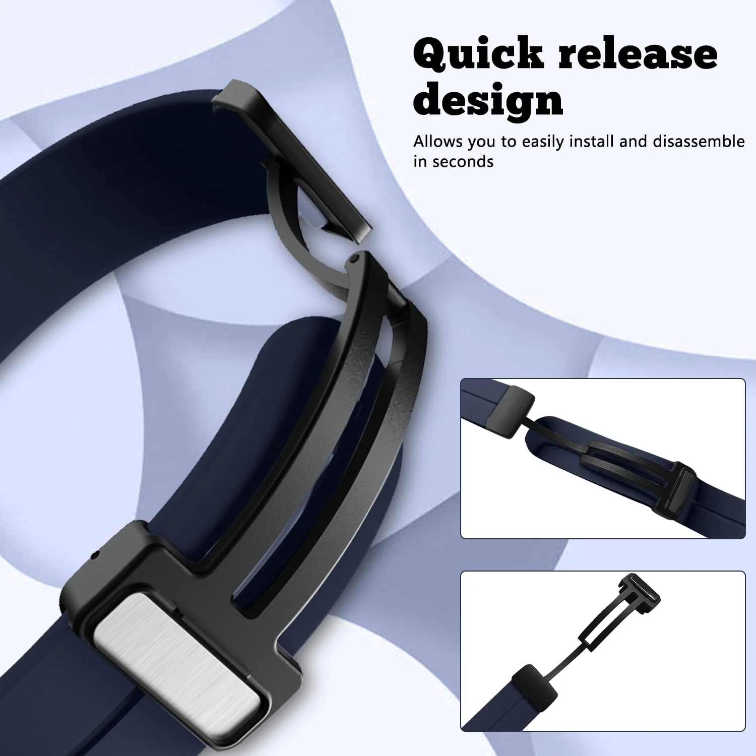 DL3 Mobilak Silicone Strap Compatible with Huawei Watch Fit 3/Watch Fit 4 Pro/Fit 4 Magnetic Metal Stainless Buckle Sport Silicone Strap, Band Quick Release Soft Replacment Wristband - Blue