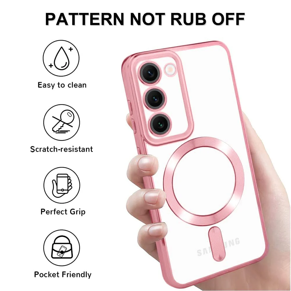 DL3 Mobilak Clear MagSafe-Compatible Magnetic Case for Huawei Mate 30 Pro with Camera Protection and Shockproof Design - Pink