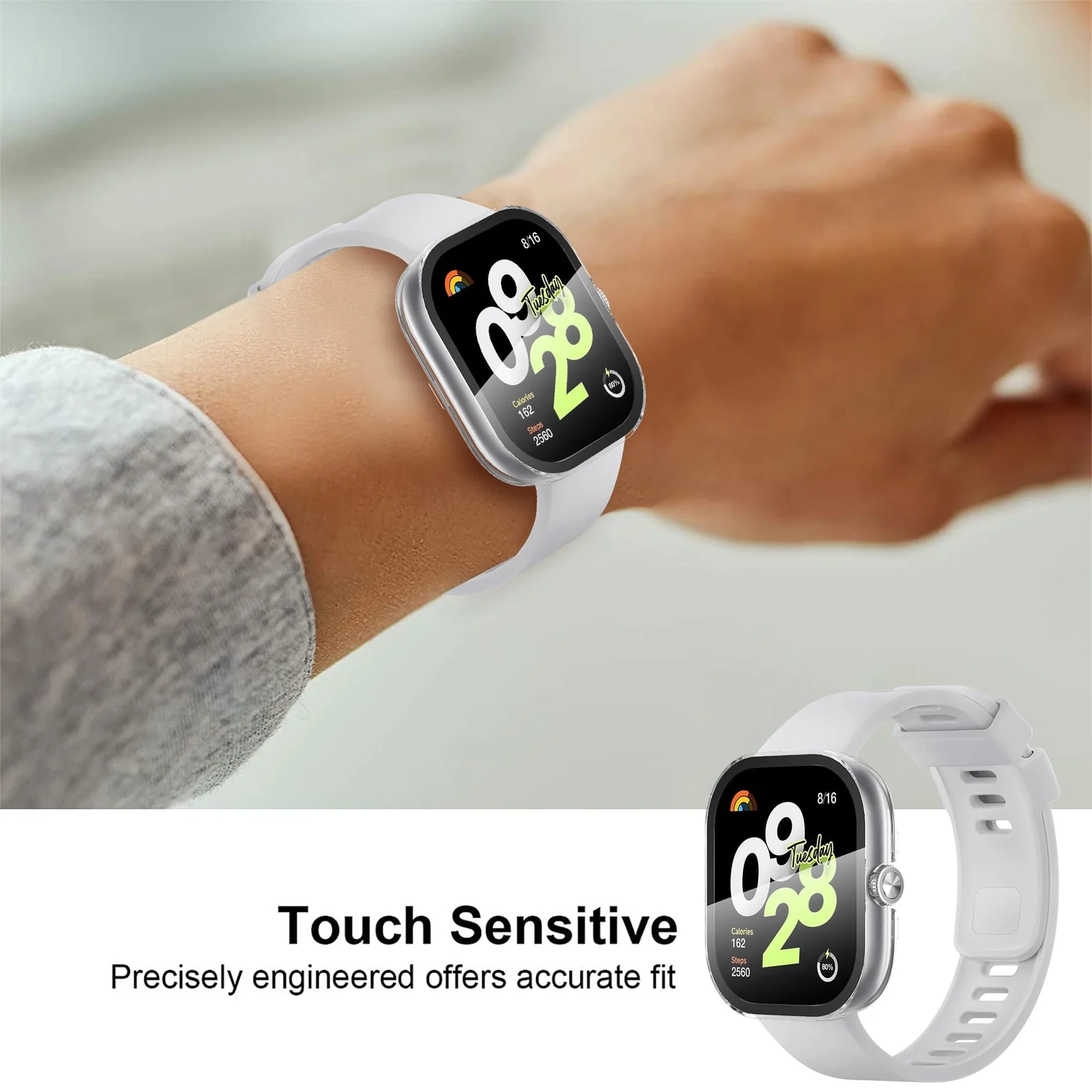 DL3 Mobilak For Xiaomi Redmi Watch 4 Case with Tempered Glass Screen Protector for xiaomi redmi Watch 4, 9H Hardness 360° All-Round Protective Ultra Thin Protective PC Case - Clear