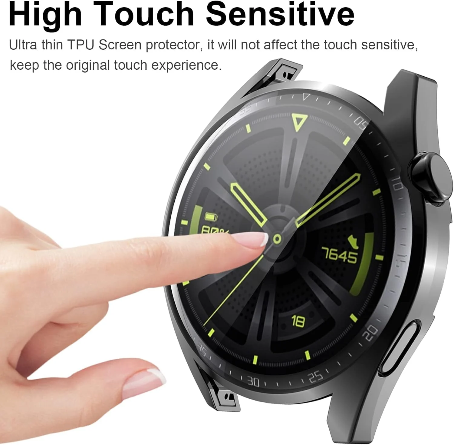 DL3 Mobilak Case Compatible with Huawei Watch GT3 46mm Case All-Around Screen Protector Watch Soft TPU Shockproof Cover Slim Guard Thin Bumper Shell Protector - Black