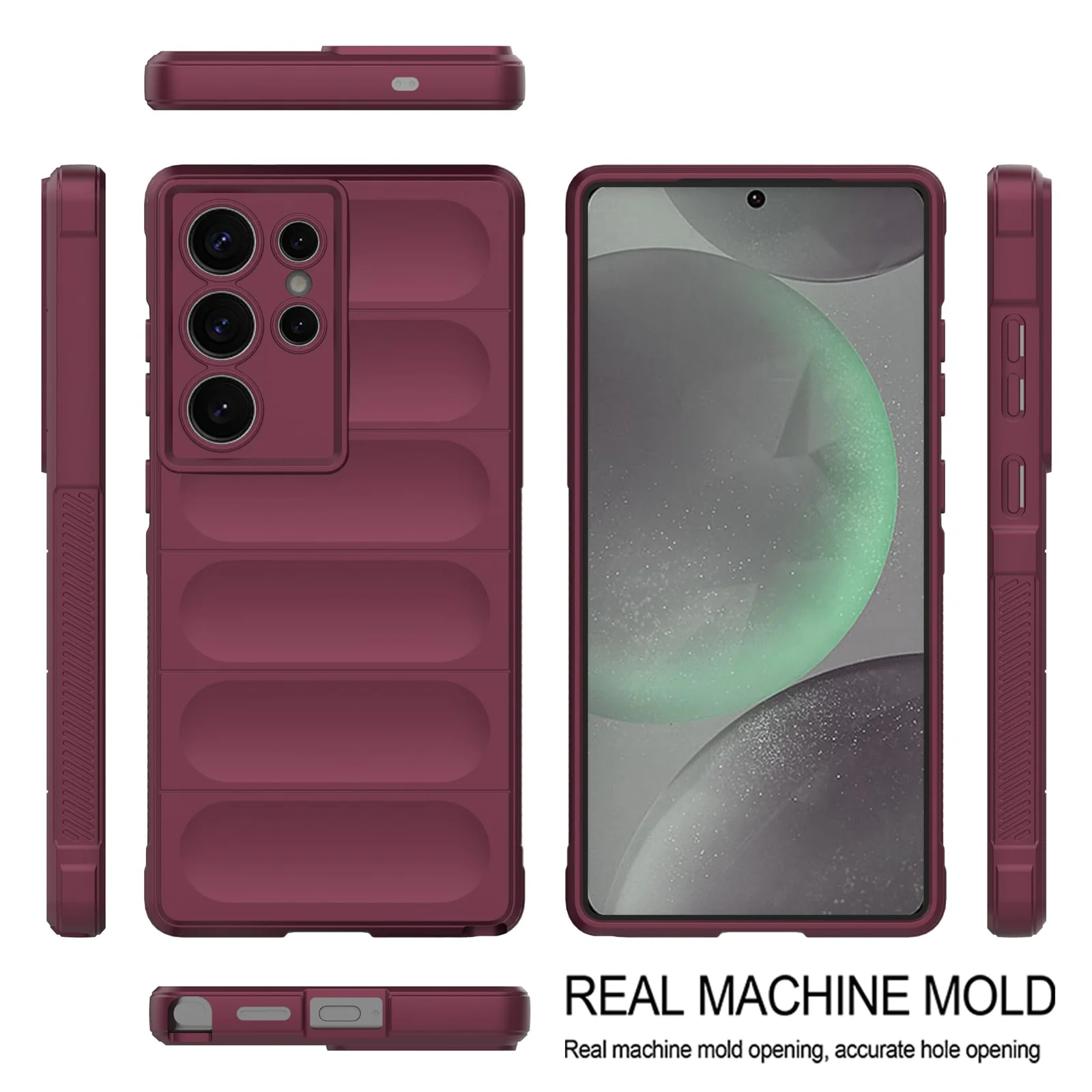 DL3 Mobilak Flexible Silicone and TPU Protective Case with Camera Protection for Samsung Galaxy S25 Ultra - Wine Red