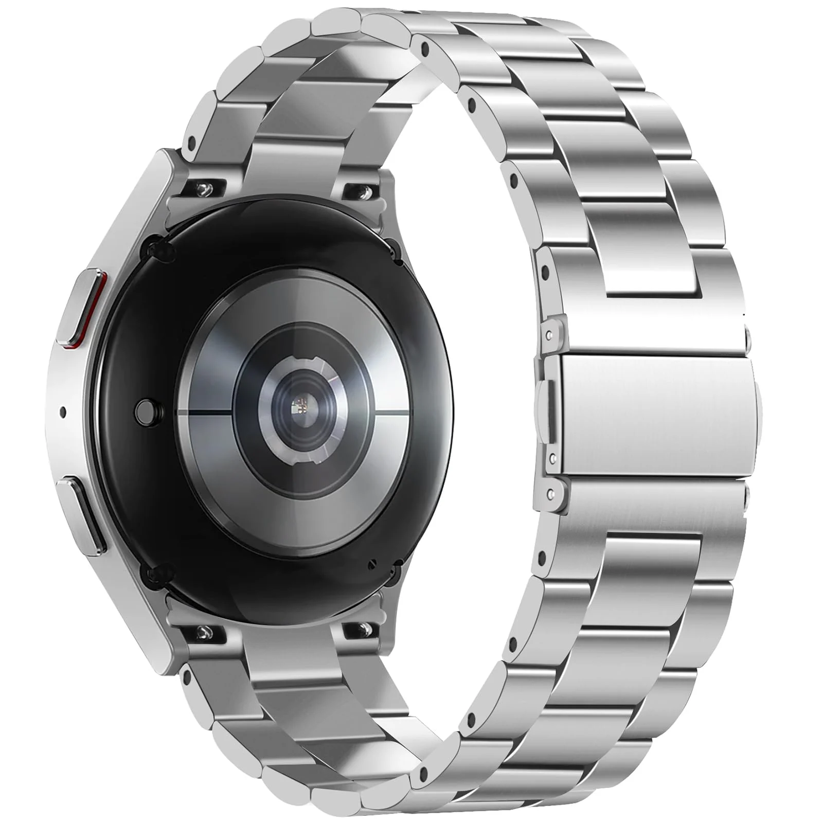 DL3 Mobilak No Gap Straps Compatible with Samsung Galaxy Watch 7/6/5/4 44mm 40mm, 20mm Metal Band for Galaxy Watch FE/6 Classic 47mm 43mm/5/5 Pro 45mm/4/4 Classic 46mm 42mm - Silver