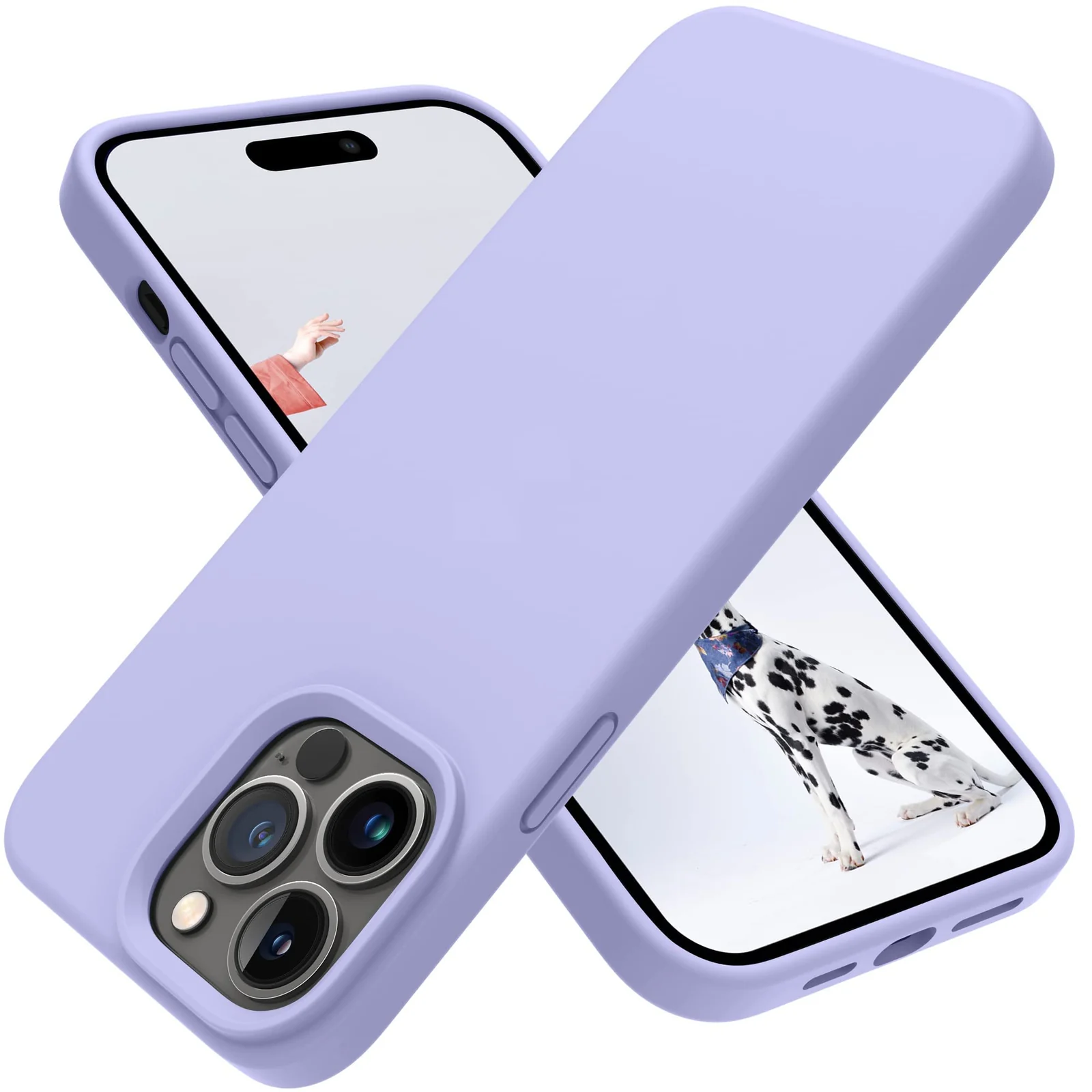 DL3 Mobilak Liquid Silicone Protective Case with Soft Microfiber Lining for iPhone 13 Pro Max (6.7 Inch) - Light Purple