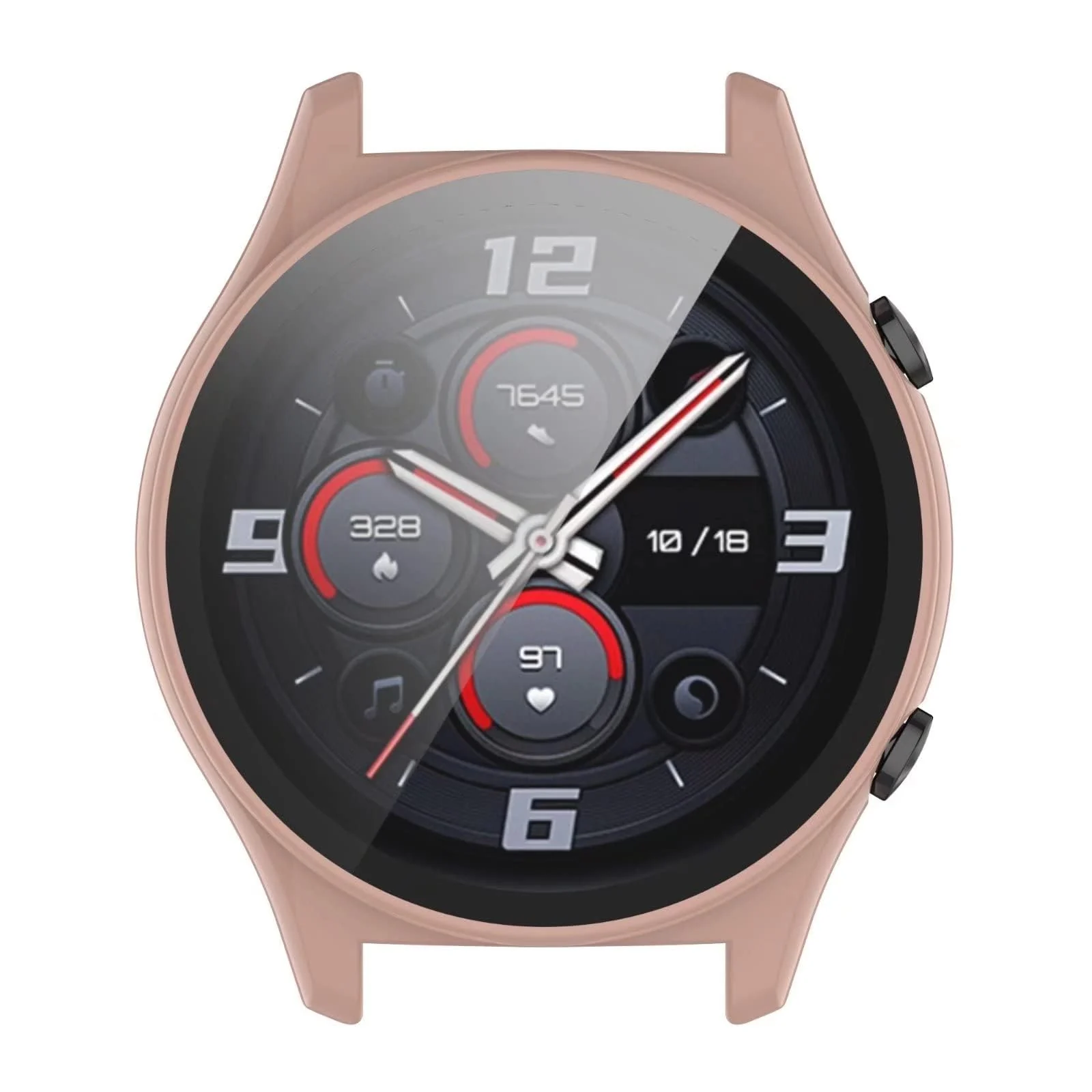 DL3 Mobilak Protective Case Compatible with Huawei Watch GT 2 46mm 9H Hardness PC Case Bumper Full Slim Protective Cover with Tempered Glass For Huawei Watch GT2 46mm - Pink