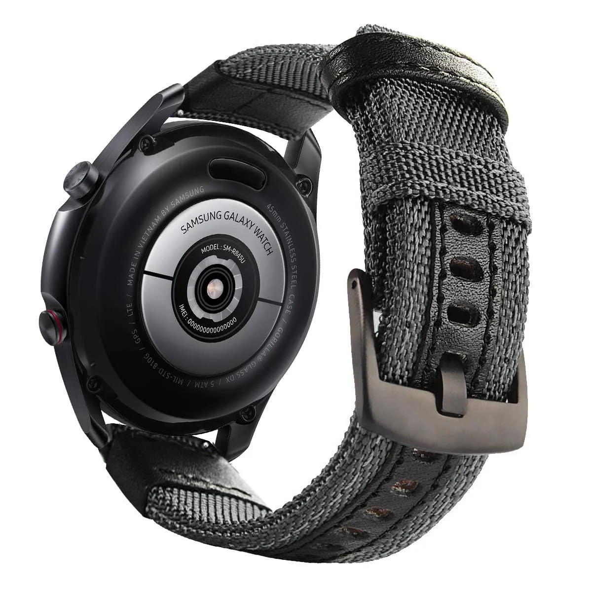 Dl3 Mobilak Nylon Sports Bands with Leather 20MM Band For Samsung Gear Sport/Watch 4 5 /Watch 5 Pro /S2 classic/active 2 40MM 44MM/Amazfit GTS 3/ GTS 4/GTS4 Mini/Bip 3 Pro/GTS2/Bp u (Grey)